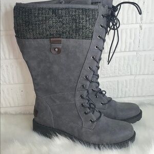 Maurice Wide Calf Gray Lace-Up Women's Mid Calf Boots